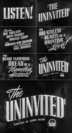 Ruth Hussey, Gail Russell, Love Sucks, Ray Milland, The Uninvited, Film Credits, Title Sequence, Classic Horror Movies, Title Design