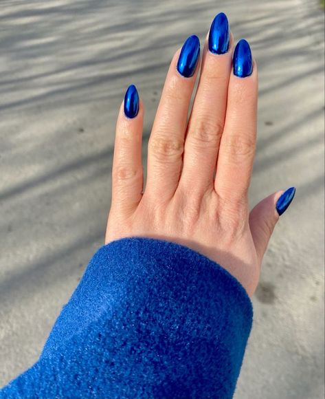 Blue Nail Trends, Blue Chrome Nails, Hoco Nails, Royal Blue Nails, Prettiest Celebrities, May Nails, Vibrant Nails, Simple Acrylic Nails, Blue Nail