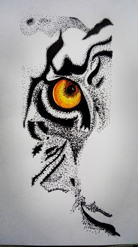 Tiger Eyes Drawing, Tiger Eye Drawing, Drip Drawing Ideas, Tiger Painting Abstract, Tiger Eye Tattoo, Remembrance Day Art, Regard Animal, Animal Tattoo Ideas, Abstract Pencil Drawings