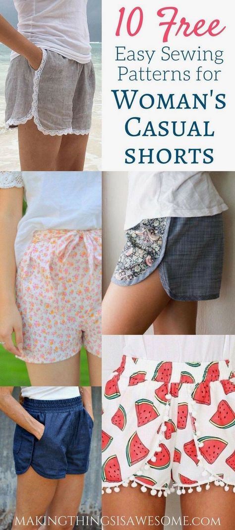 Sewing Patterns Free Women, Shorts Sewing, Sewing Projects Clothes, Sewing Clothes Women, Free Sewing Patterns, Sew Ins, Trendy Sewing, Costura Diy, Beginner Sewing Projects Easy