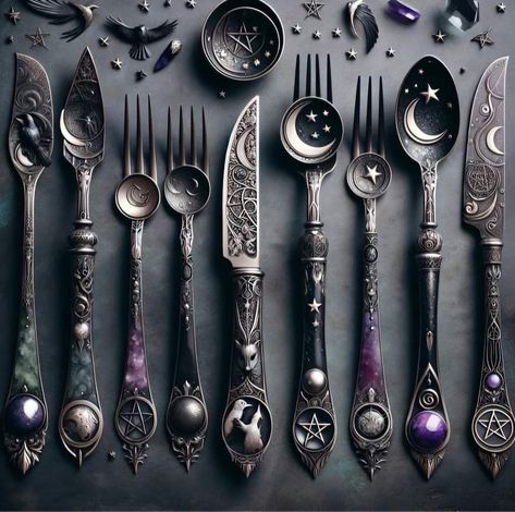 Gothic Manor, Witchy Accessories, Goth Kitchen, Horror Room, Gothic Kitchen, Goth House, Eclectic Style Decor, Spells For Beginners, Witchy Home