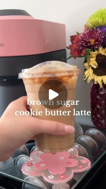 Brookelyn ☕️✨🌸 on Instagram: "brown sugar cookie butter latte 🍪✨  make sure to follow me on here & TikTok @brookelynlikesespresso to never miss any daily coffee content and recipes! 🤩  Recipe:  🍪 @lotusbiscoffus cookie butter 🍪 @nespresso 2 shots espresso I used altissio decaf this time 🍪 1 cup of milk 🍪 1 tbsp @kyyachocolate cookie butter syrup (not shown ~ code BROOKELYNKYYA10 for $$ off) 🍪 1 tbsp @kyyachocolate brown sugar cinnamon  swirl sauce (or less or more haha)  using the pink @nespressousa Vertuo pop plus machine 🌸  #cookiebutter #cookiebutterlatte #icedlatte #brownsugarlatte #caffeine #coffee #coffeecoffeecoffee #nespresso" Brown Butter Cookie Latte, Cookie Butter Coffee Recipe, Cookie Butter Iced Coffee, Cookie Butter Coffee, Nespresso Vertuo Recipes, Nescafe Recipe, Cookie Butter Latte, Butter Coffee Recipe, Coffee Content