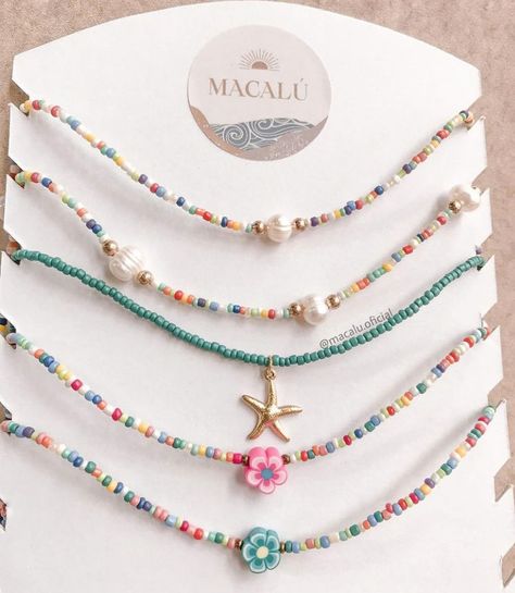 Neackles Aesthetic, Summer Necklace Ideas, Summer Jewelry Diy, Surf Jewelry, Preppy Jewelry, Beaded Jewelry Necklaces, Beaded Jewlery, Beaded Necklace Diy, Bead Charms Diy