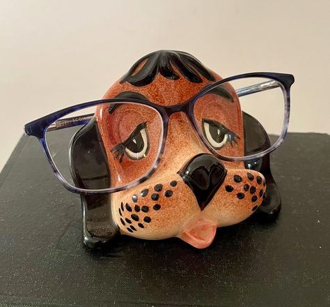 Vintage Eyeglass Stand, Arnel’s Hound Dog, Eye Glasses Holder, Pup Lover Gift, Kitschy Ceramic Organizer by SentimentalDoodads on Etsy Pottery Eyeglass Holder, Ceramic Eyeglass Holder, Pottery Glasses Holder, Ceramic Glasses Holder, Glasses Holder Clay, Clay Organizer, Clay Glasses Holder, Ceramic Organizer, Eyeglass Stand