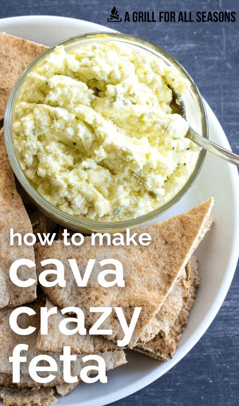 Cava Crazy Feta Recipe | Spicy Feta Dip Copycat Cava Feta Dip, Crazy Feta Dip, Goat Cheese Recipes Appetizers Dips, Crazy Feta Cava Recipe, Cava Crazy Feta, Cava Recipe, Cava Bowl Recipe, Crazy Feta, Spicy Feta Dip