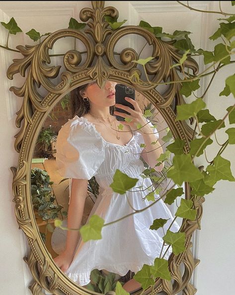 Ivy, A Woman, Mirror, White