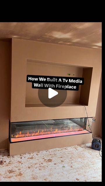 Diy Recessed Tv Wall, Media Wall With No Fireplace, Diy Built In Media Wall, Cheap Media Wall, How To Build Tv And Fireplace Wall, Fireplace Tv Wall Uk, Tv On Fireplace Ideas, Media Wall Without Fire, Tv On Wall With Fireplace