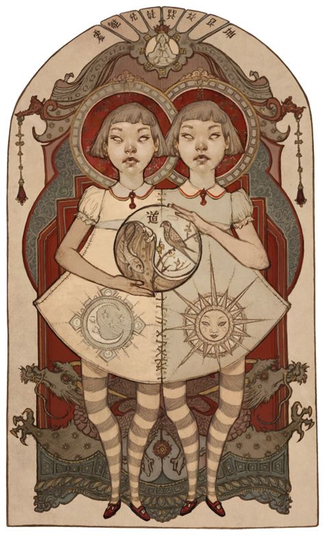 Gemini Art, Conjoined Twins, Circus Art, Arte Fantasy, Ancient Chinese, Pics Art, Dark Art, No. 2, Alice In Wonderland