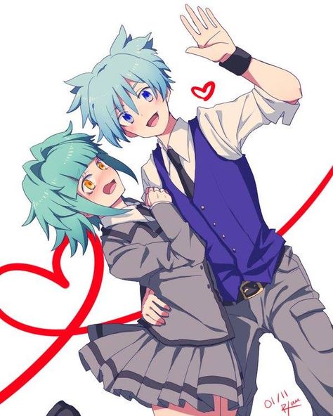 Nagisa X Akari, Nagisa And Kayano, Pokemon Go Cards, Nagisa X Kayano, Photo Manga, Nagisa And Karma, Nagisa Shiota, Anime Classroom, Anime Crossover