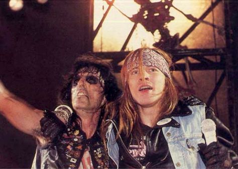 pinkcloudturnedtogrey: “ everyrose—hasitsthorn: “ Axl Rose & Alice Cooper ” ” Saul Hudson, Duff Mckagan, Axl Rose, Alice Cooper, Let Your Hair Down, The Villain, The Duff, Music Is Life, Hard Rock