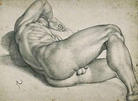 Male Nude Lying on the Floor. 16th.century. Agnolo Bronzino Italian 1503-1572. black stone and stump on paper. Louvre. http://hadrian6.tumblr.com Masculine Art, Male Body Art, Male Figure Drawing, Nude Artwork, Human Anatomy Drawing, Art Of Man, Queer Art, Anatomy Drawing, Guy Drawing