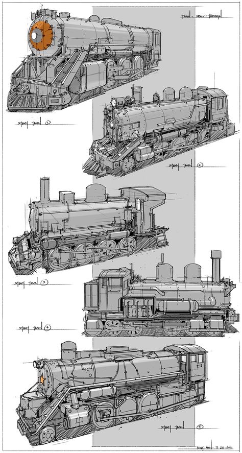 Feng Zhu Design via PinCG.com Feng Zhu Design Concept Art, Train Concept Design, Train Design Concept, Fzd Design, Vehicle Design Concept, Train Concept Art, Train Reference, Vehicle Concept Art, Train Concept