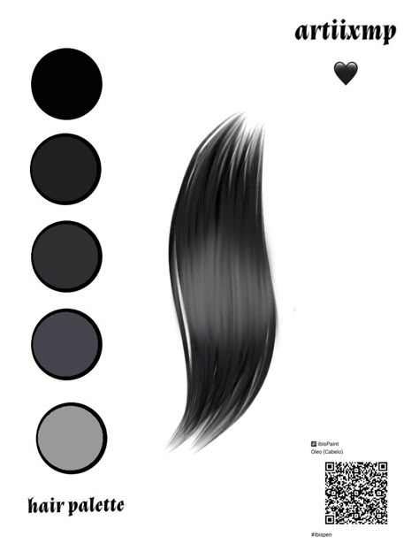 manps Black Hair Color Palette, Hair Color Palette, Hair Palette, Anime Hair Color, Brush Code, Hair Sketch, Paint Brush Art, Body Base Drawing, Black Hair Color