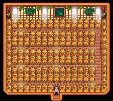 Grange Display Stardew Valley, Stardew Valley Keg Shed Layout, Stardew Valley Big Shed Layout, Stardew Keg Shed, Stardew Valley Keg, Shed Layout Stardew Valley, Standard Farm Layout Stardew, Stardew Shed Layout, Stardew Valley Shed Ideas