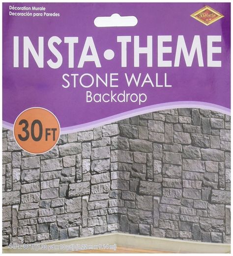 Amazon.com: Stone Wall Scene Setter: Toys & Games Hogwarts Themed Room, Plastic Backdrop, Halloween Scene Setters, Stone Wall Backdrop, Kingdom Vbs, Grey Stone Wall, Castle Doors, Medieval Party, Scene Setters