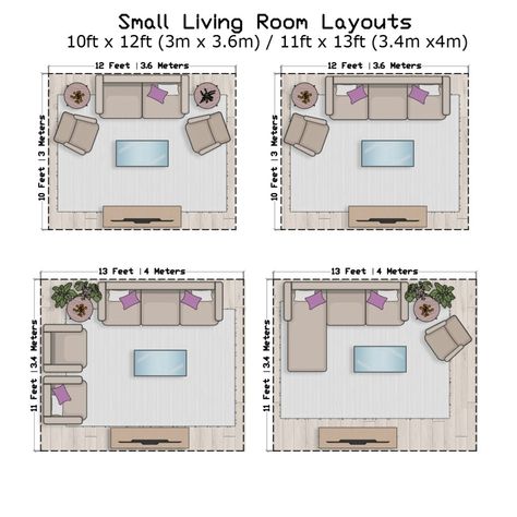 Design guide to optimizing Living Rooms size and layouts. Living Room Dimensions Layout, Room Layout Design, 2 Sofas, Rectangular Living Rooms, Sofa Layout, Small Living Room Furniture, Interior Design Principles, Small Kitchen Layouts, Living Room Layout