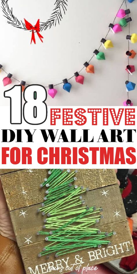 Easy Diy Christmas Wall Art, Christmas Wall, Diy Christmas Wall Art, Christmas Wall Decor Diy, Diy Christmas Wall, Christmas Decor Diy Cheap, Christmas Party Crafts, Bedroom Crafts, Holiday Wall Art