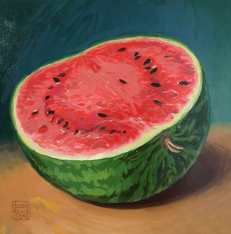 Watermelon. Original oil painting. Kitchen decor. Original oil | Etsy Vegetables Painting, Painted Pantry, Watermelon Painting, Food Paintings, Watermelon Cocktail, Painted Things, Vegetable Painting, Red Watermelon, Watermelon Drink