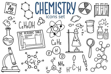 Organic Chemistry Art, Chemistry Symbols, Science Subject, Chemistry Art, Doodle Design, Organic Chemistry, Doodle Designs, Design Education, Icon Set