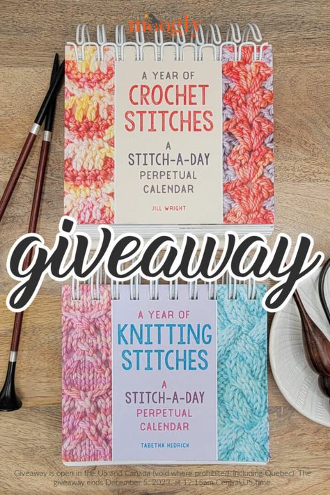 Crochet and Knit Stitch-a-Day Perpetual Calendar Giveaway - moogly Knit Bookmark, Knit Coaster, Quilt Books, Freebies Pattern, Knitted Cushion Covers, Knitting Board, Knitted Pouf, Knit Rug, Knitted Cushions