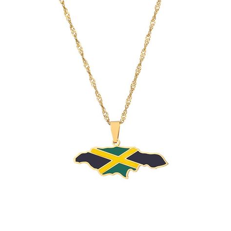 LUTAKU Jamaica Map and Flag Necklace for Women Men, Jamaican Necklace Pendant Charm, Stainless Steel Map Jewelry Accessories (gold) Jamaica Country, Jamaica Map, Jamaica Flag, Map Jewelry, Flag Outfit, Delicate Pendant, Chain Making, Country Wear, Map Necklace