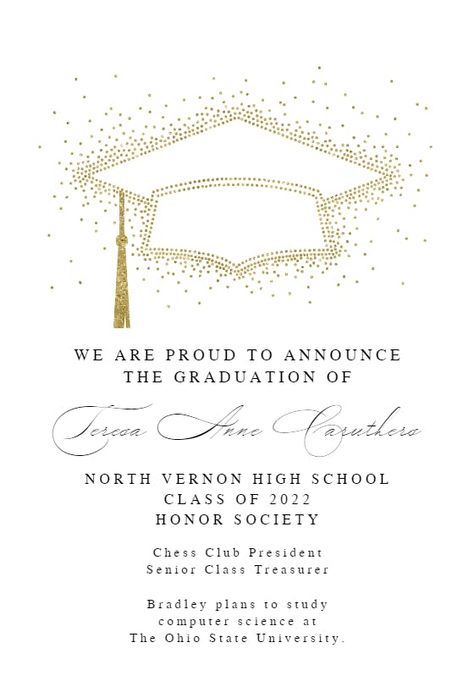 These free #printable high school #graduation announcement #templates are an economical and fun way to tell family and friends about your upcoming #highschoolgraduation celebration. Even better, you can customize the invite to fit your personality, area of study, and interests. Companies To Send Grad Invites To, Graduation Invitations High School, Announcement Design, Graduation Announcement Template, Graduation Party Invitations Templates, Graduation Party Planning, Greetings Island, Graduation Invitations Template, Grad Invitations