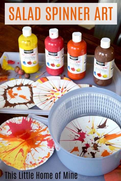 Art Supplies List, Preschool Art Projects, Salad Spinner, Spin Art, Painting Activities, Art Activity, Daycare Crafts, Camping Art, Paint Art