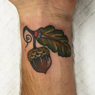 Acorn Tattoo, American Traditional Tattoo Ideas, Traditional Tattoo Ideas, Explore Tattoo, American Tattoos, Tattoo Apprentice, Plant Tree, Book Tattoo, American Traditional Tattoo