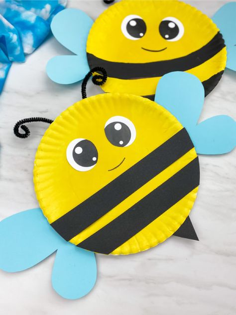 Paper Plate Crafts Special Offer Kunst For Barn, Insect Craft, Bee Craft, Bee Crafts For Kids, Kerajinan Diy, Paper Plate Crafts For Kids, Aktiviti Kanak-kanak, Circle Crafts, Toddler Arts And Crafts