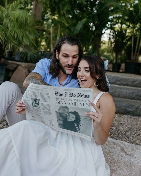 Notebook Themed Engagement Photos, Newspaper Engagement Photos, Photoshoot Newspaper, Polaroid Photoshoot, Newspaper Announcement, Engagement Announcement Ideas, Greenhouse Photoshoot, Picnic Photo Shoot, Themed Engagement Photos