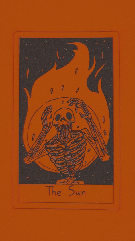 Tarot Card, Red And Black, Skeleton, The Sun, Sun, Red, Black