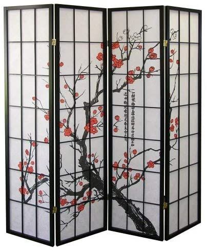 Amazon.com: Roundhill Furniture Black Japanese 4-Panel Screen Room Divider, Plum Blossom: Furniture & Decor Ikea Room Divider, Small Room Divider, Temporary Room Dividers, Office Room Dividers, Metal Room Divider, Room Divider Bookcase, Fabric Room Dividers, Bamboo Room Divider, Sliding Room Dividers