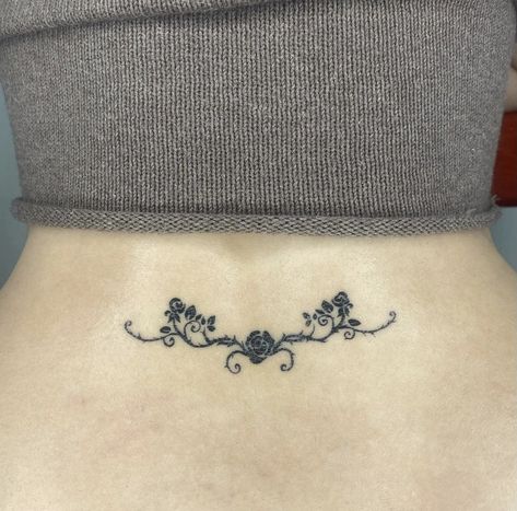 Now Tramp Stamp, Down Back Tattoo Women, Angelic Tramp Stamp, Cottage Core Tramp Stamp, Classy Lower Back Tattoos, Cute Trampstamp Tattoo, Artsy Tramp Stamp, Cute Trap Stamp Tattoos, Vintage Tramp Stamp