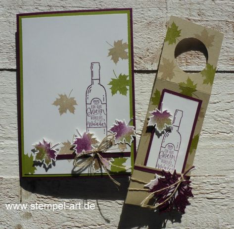 Flaschenanhänger mit Minikärtchen | StempelArt Wine Cards, Gift Tag Ideas, Wine Bottle Tags, Baby Wipe, Bottle Tags, Wine Tags, Baby Wipes, Christmas Tag, Stampin Up