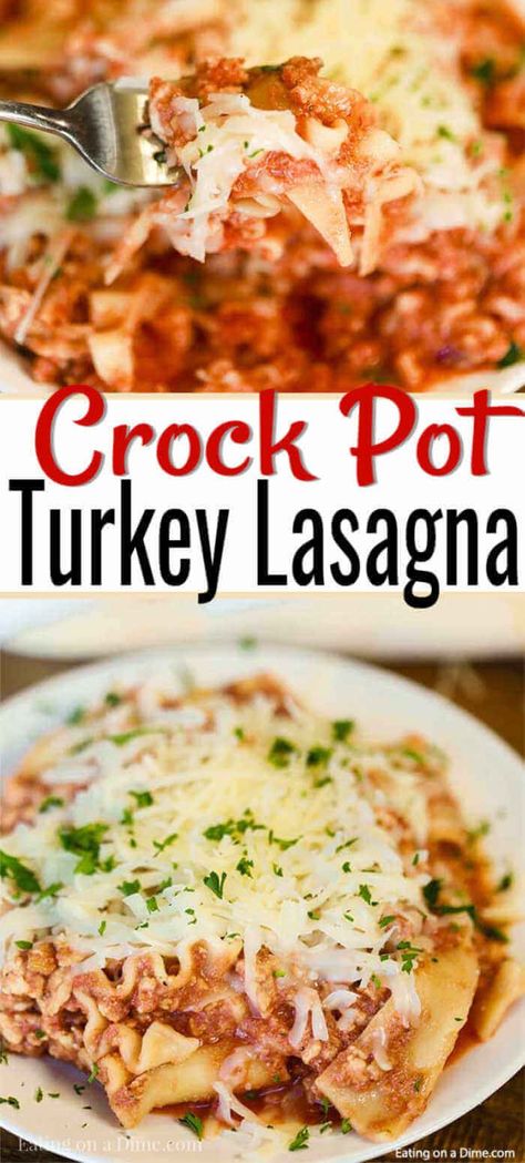 Crock Pot Ground Turkey, Ground Turkey Lasagna Recipe, Turkey Lasagna Recipe, Ground Turkey Lasagna, Ground Turkey Crockpot Recipes, Crock Pot Turkey, Crockpot Lasagna Easy, Easy Veggie Side Dish, Turkey Crockpot Recipes