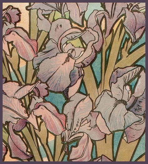 Alphonse Mucha "Les Fleurs-The Iris" 1898 (detail modified… | Flickr Mucha Tattoo, Plum Leaves, Art Deco Tattoo, Art Nouveau Mucha, Art Deco Flowers, Motifs Art Nouveau, Illustration Art Nouveau, Alphonse Mucha Art, Affiches D'art Déco