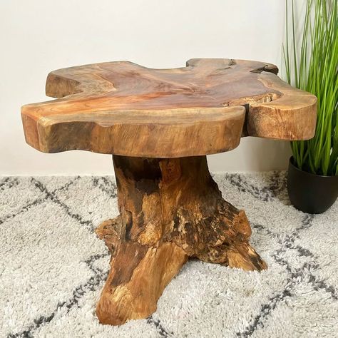 Teak Root Wood Mushroom Coffee Table Round Side End Lamp Table Home Furniture : Amazon.co.uk: Home & Kitchen Mushroom Side Table, Stump Table, Coffee Table Round, Wood Art Diy, Round Furniture, Mushroom Table, Mushroom Coffee, Wood Bedside Table, Wood Lamp