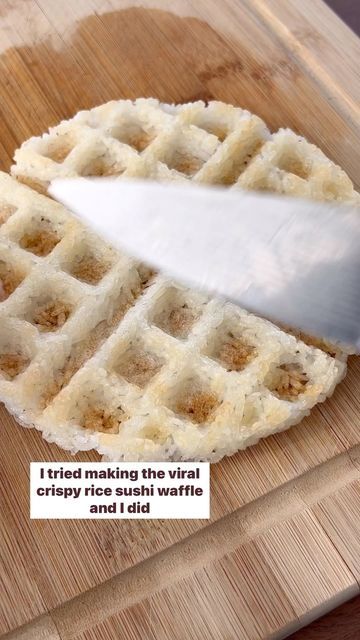 Sushi Waffle, Crispy Rice Sushi, Rice Sushi, Waffle Maker Recipes, Bite Size Food, Waffle Recipe, Crispy Rice, Sushi Recipes, Waffle Recipes