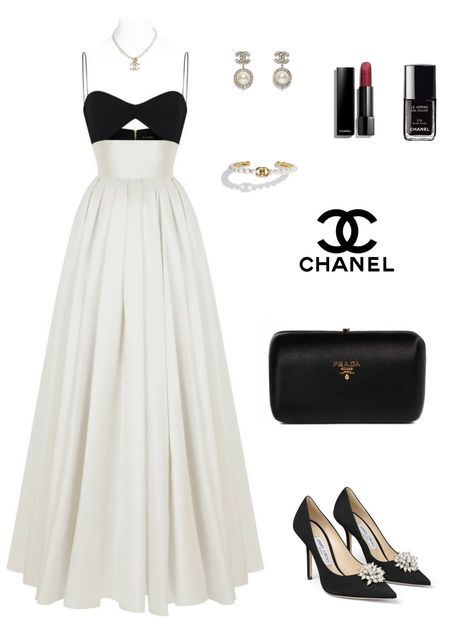 Formal Dress Polyvore, Expensive Party Dress, Chanel Elegant Dress, Korean Luxury Fashion, Fancy Expensive Dresses, Luxury Dress Classy Formal, Premiere Outfits Fame Dr, Elegant Outfit Classy Rich Dress, Expensive Dresses Classy