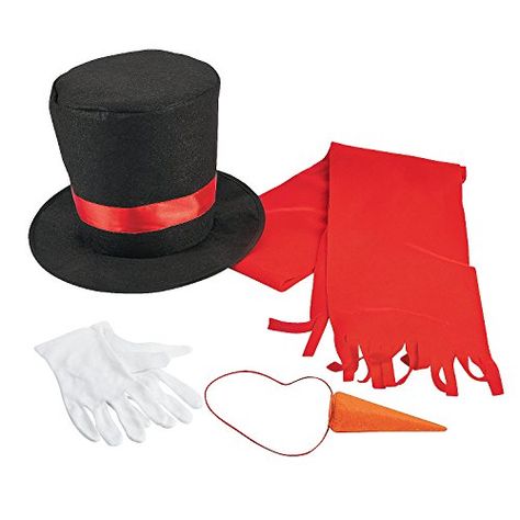 Fun Express Snowman Costume Kit (Adult) Fun Express https://smile.amazon.com/dp/B00PKU58DO/ref=cm_sw_r_pi_dp_U_x_8Mx5BbMT8ZHV4 Christmas Costumes For Adults, Felt Witch Hat, Snowman Costume, Scarecrow Hat, Snowman Kit, Baby Kostüm, Black Top Hat, Snowman Hat, Diy Snowman