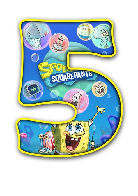 spongebob printable number 5 Number 5 Cake, Skye Paw Patrol Cake, Spongebob Cake, Spongebob Cartoon, Spongebob Birthday Party, Spongebob Party, Spongebob Birthday, Paw Patrol Cake, Halloween Silhouettes