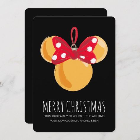 Christmas Card Homemade, Disney Christmas Cards, Disney Merry Christmas, Minnie Mouse Christmas, Disney Cards, Minnie Bow, Merry Christmas Happy Holidays, Mouse Christmas, Disney Holiday