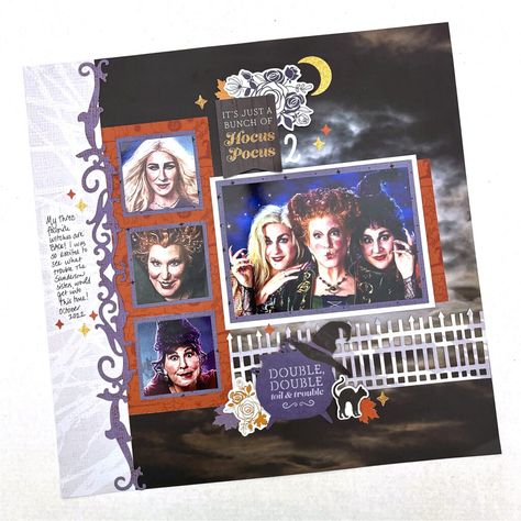 Hocus Pocus Scrapbook Layout, Photo Management, Fall Layout, Sophisticated Halloween, Pet Scrapbook Layouts, Halloween Layout, Hocus Pocus Halloween, Pet Scrapbook, Halloween Traditions