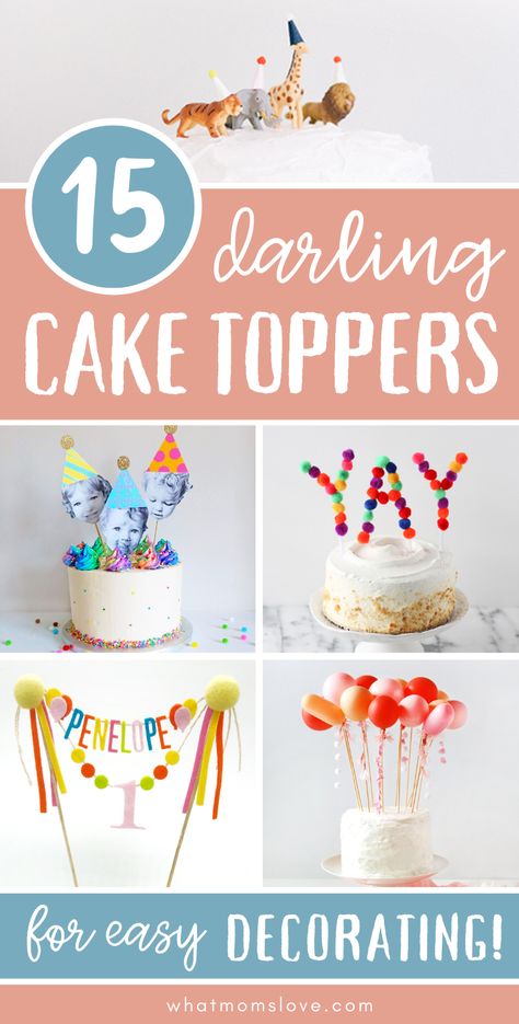 DIY Easy Cake Topper ideas for simple cake decorating. Diy First Birthday Cake Topper, Diy Cake Topper Birthday How To Make, Firefly Cake Ideas, Simple Diy Cake Decorating, Birthday Cake Diy Decorations, Homemade 2nd Birthday Cake, Cake Topper First Birthday, Easy Cake Topper, Diy Birthday Cake Topper Ideas