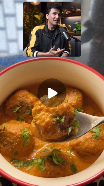 Aishwarya Sane on Instagram: "⚡️Jain Kofta Curry ft. @vikaskhannagroup ⚡️

I admire how Chef Vikas glorifies all the different cuisines of India in his conversations! These cuisines deserve all the recognition they can get ✨

I haven’t grown up eating Jain food, but I’m always up to trying different cooking techniques 🫶🏻 cooking without aromatics like onion and garlic may seem tricky, but they have truly aced it. 

📍 Full recipe is in the pinned comments 📍

Video source - TRS podcast on YT 
Recipe inspired by ~ 19foodland YT 

{celeb recipes, Jain food, Indian food, paneer, kofta curry, no onion no garlic} 

#paneer #jain" Curry Without Onion And Garlic, Jain Food Recipe Indian, Jain Food Recipe, Paneer Kofta, Jain Food, Kofta Curry, Jain Recipes, Food Indian, Awesome Food