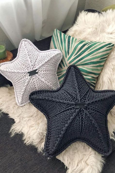 crochet pillow; crochet pillow cover; crochet pillow pattern; crochet pillows free patterns; crochet pillow cover pattern; Seashell Pillow, Knitted Decor, Crochet Cushion Pattern, Stars Nursery Decor, Chunky Knit Pillow, Star Pillow, Cushion Cover Pattern, Star Decor, Star Cushion