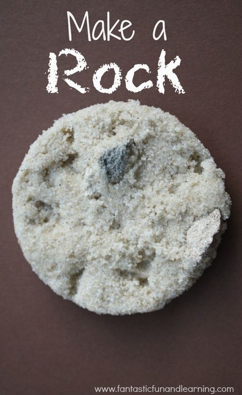 How to Make a Rock with glue, pebbles, and sand! Science experiment to show the rock cycle. From Fantastic Fun and Learning #stem Atmosphere Science Project, Rock Soil Water Kindergarten, Rock Stem Activities, Rock Crafts For Preschoolers, Rocks And Minerals 3rd Grade, Preschool Rock Activities, Make Your Own Rocks, Rock Experiments, Rock Study