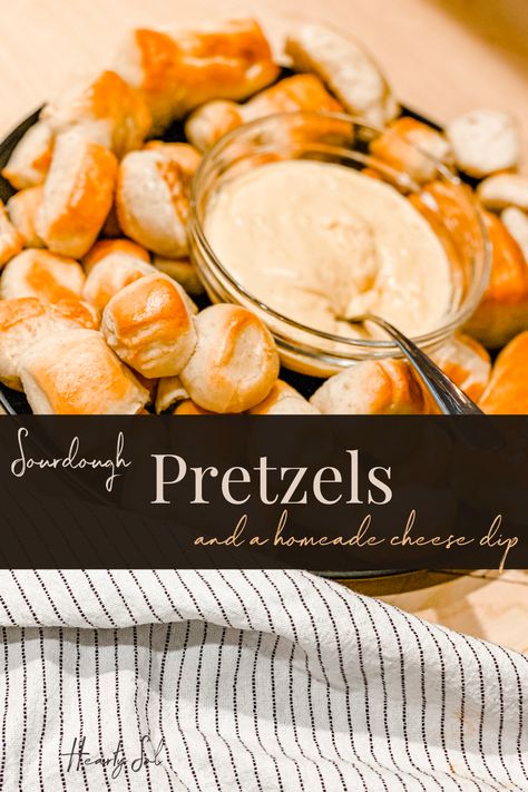 Pretzels And Cheese Dip, Sourdough Pretzel Bites, Pretzels And Cheese, Creamy Cheese Dip, Pretzel Cheese Dip, Sourdough Pretzel Recipe, Homemade Cheese Dip, Sourdough Pretzel, Cheddar Cheese Dip