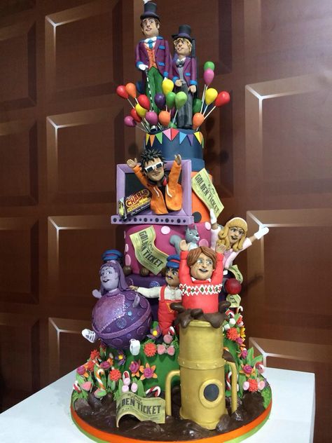 Willy Wonka Cake, Wonka Cake, Superbowl Cake, Circus Birthday Cake, London Birthday, Chocolate Factory Party, Charlie And The Chocolate Factory, Unique Birthday Cakes, Circus Birthday