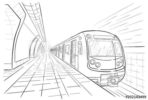 Train Graffiti, Subway Station, Train Art, Background Drawing, Perspective Art, Graffiti Designs, Perspective Drawing, Graffiti Drawing, Abstract Canvas Art